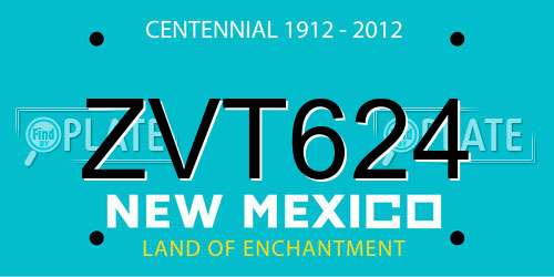ZVT624 New Mexico License Plate