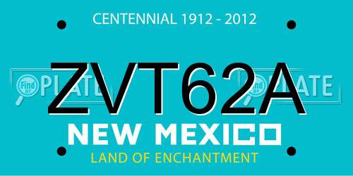 ZVT62A New Mexico License Plate