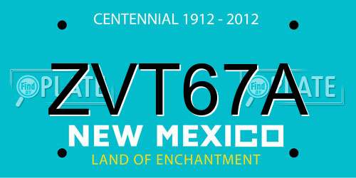 ZVT67A New Mexico License Plate