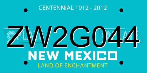 ZW2G044 New Mexico License Plate
