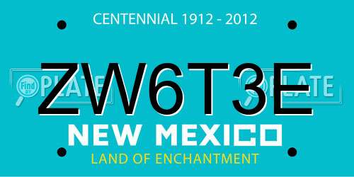 ZW6T3E New Mexico License Plate