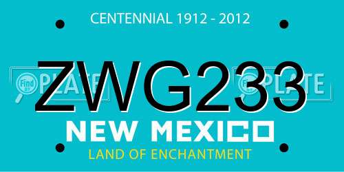ZWG233 New Mexico License Plate