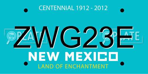 ZWG23E New Mexico License Plate