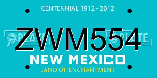 ZWM554 New Mexico License Plate