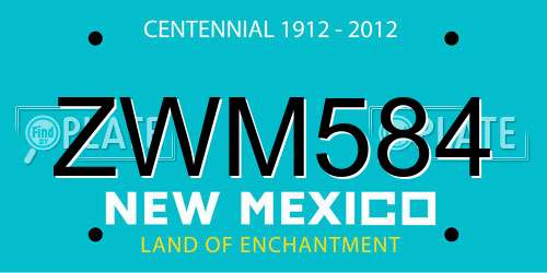 ZWM584 New Mexico License Plate