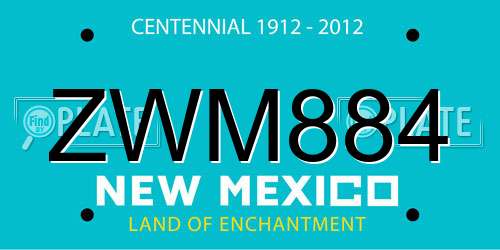 ZWM884 New Mexico License Plate