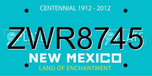 ZWR8745 New Mexico License Plate