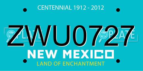 ZWU0727 New Mexico License Plate