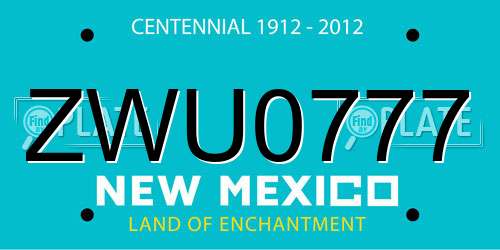ZWU0777 New Mexico License Plate