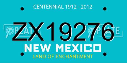 ZX19276 New Mexico License Plate