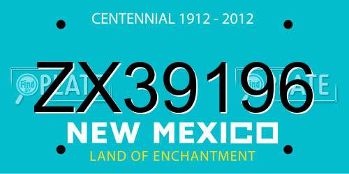 ZX39196 New Mexico License Plate