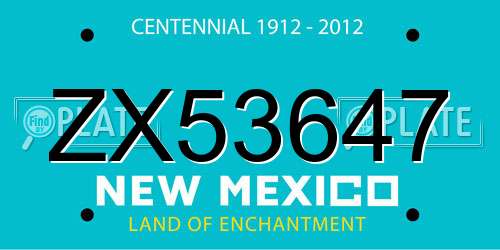 ZX53647 New Mexico License Plate