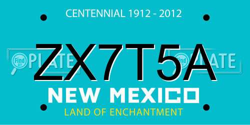 ZX7T5A New Mexico License Plate
