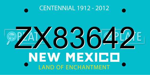 ZX83642 New Mexico License Plate