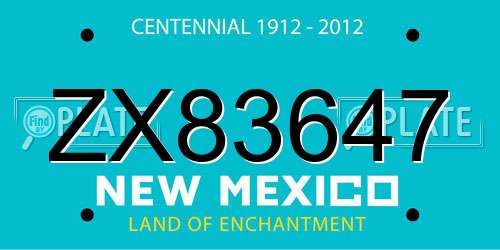 ZX83647 New Mexico License Plate