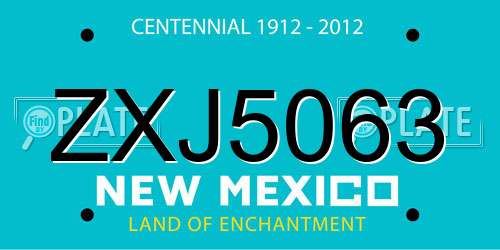 ZXJ5063 New Mexico License Plate
