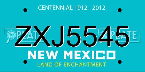 ZXJ5545 New Mexico License Plate