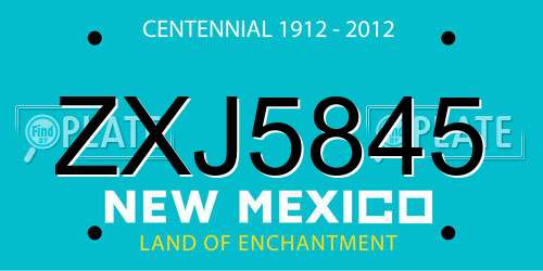 ZXJ5845 New Mexico License Plate
