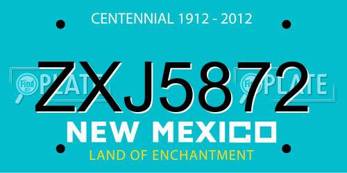 ZXJ5872 New Mexico License Plate