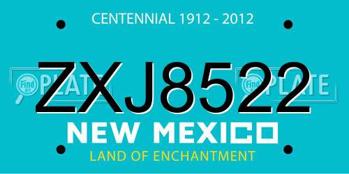 ZXJ8522 New Mexico License Plate