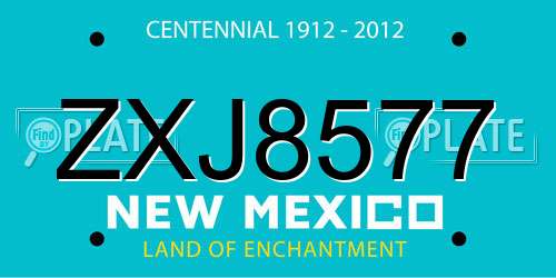ZXJ8577 New Mexico License Plate