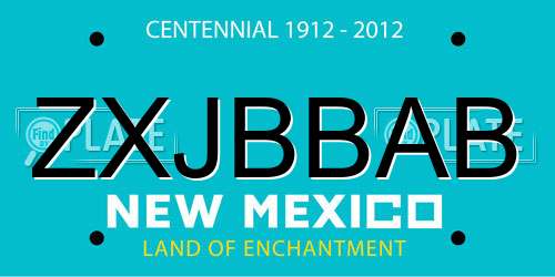 ZXJBBAB New Mexico License Plate