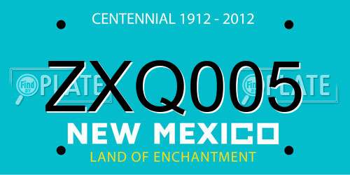 ZXQ005 New Mexico License Plate