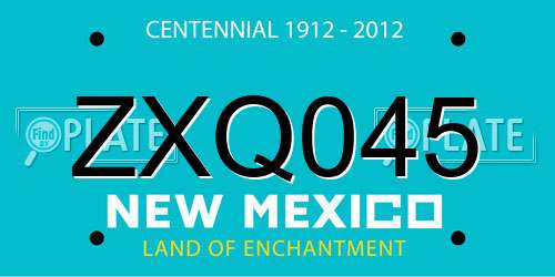 ZXQ045 New Mexico License Plate