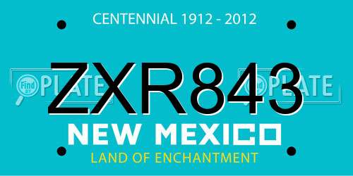 ZXR843 New Mexico License Plate