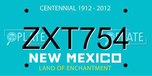 ZXT754 New Mexico License Plate
