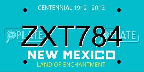 ZXT784 New Mexico License Plate