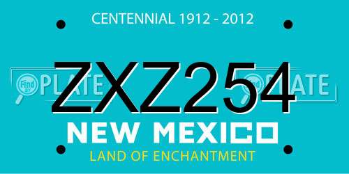 ZXZ254 New Mexico License Plate