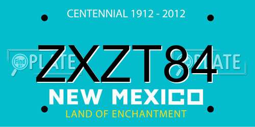 ZXZT84 New Mexico License Plate