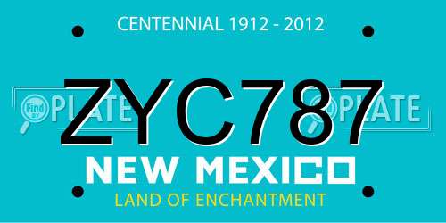ZYC787 New Mexico License Plate