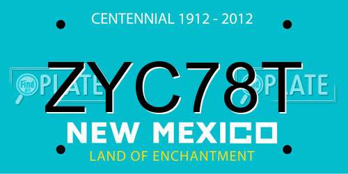 ZYC78T New Mexico License Plate
