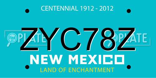 ZYC78Z New Mexico License Plate