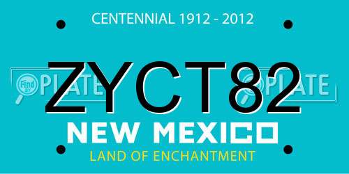 ZYCT82 New Mexico License Plate