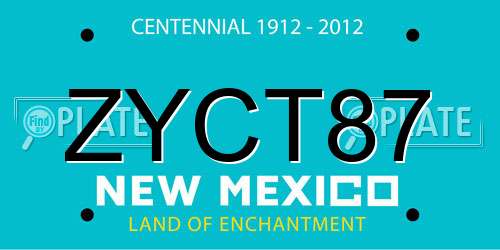 ZYCT87 New Mexico License Plate