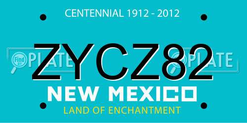 ZYCZ82 New Mexico License Plate