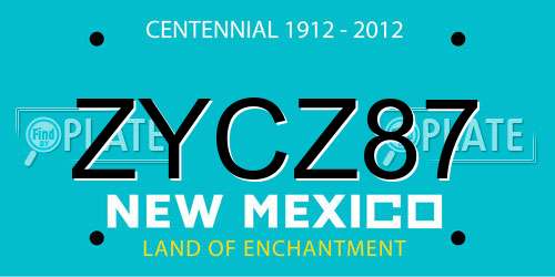 ZYCZ87 New Mexico License Plate