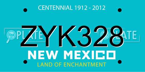 ZYK328 New Mexico License Plate