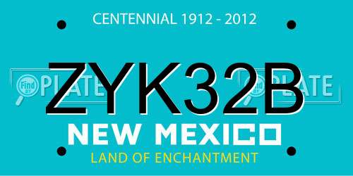 ZYK32B New Mexico License Plate