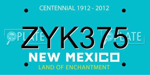 ZYK375 New Mexico License Plate