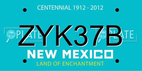 ZYK37B New Mexico License Plate