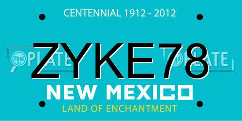 ZYKE78 New Mexico License Plate