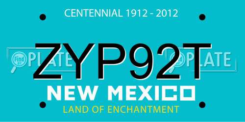ZYP92T New Mexico License Plate