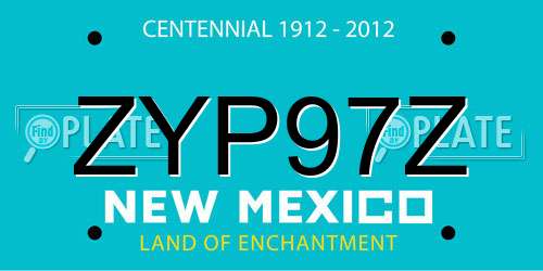 ZYP97Z New Mexico License Plate