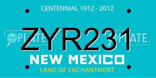 ZYR231 New Mexico License Plate
