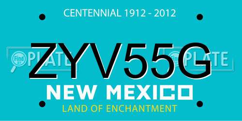 ZYV55G New Mexico License Plate