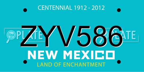 ZYV586 New Mexico License Plate